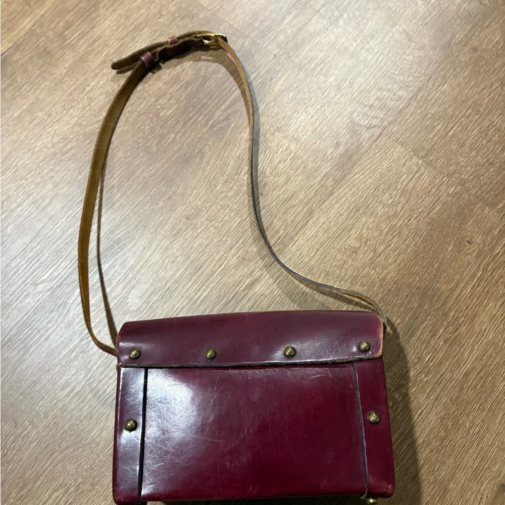 Etienne Aigner Burgundy Leather Crossbody with Tan Strap - Picture 2 of 6
